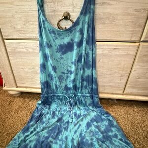 short sleeved blue tie dye romper